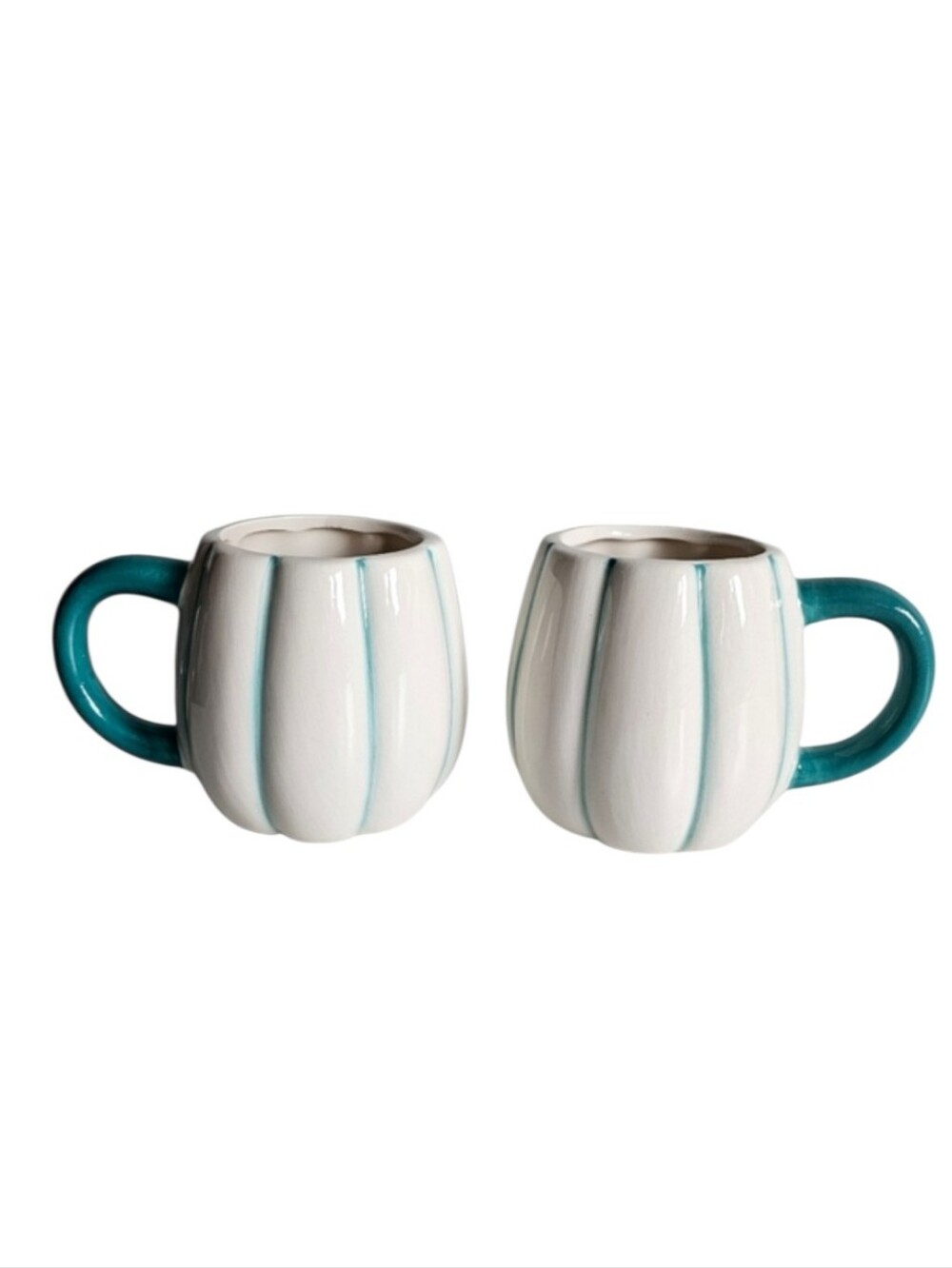 Royal Norfolk White and Teal Pumpkin Mug Set of 2